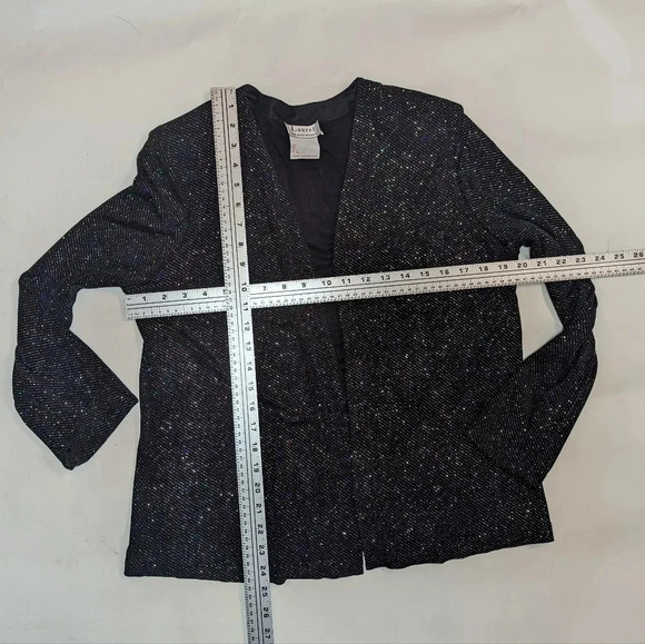 Vintage Laurel  Glitter Sparkle Long Sleeve Open Front Black Cardigan Woman 14 - Picture 3 of 10